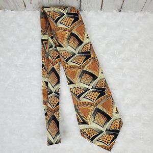 Luciano Gatti Silk Abstract Tie Brown Yellow